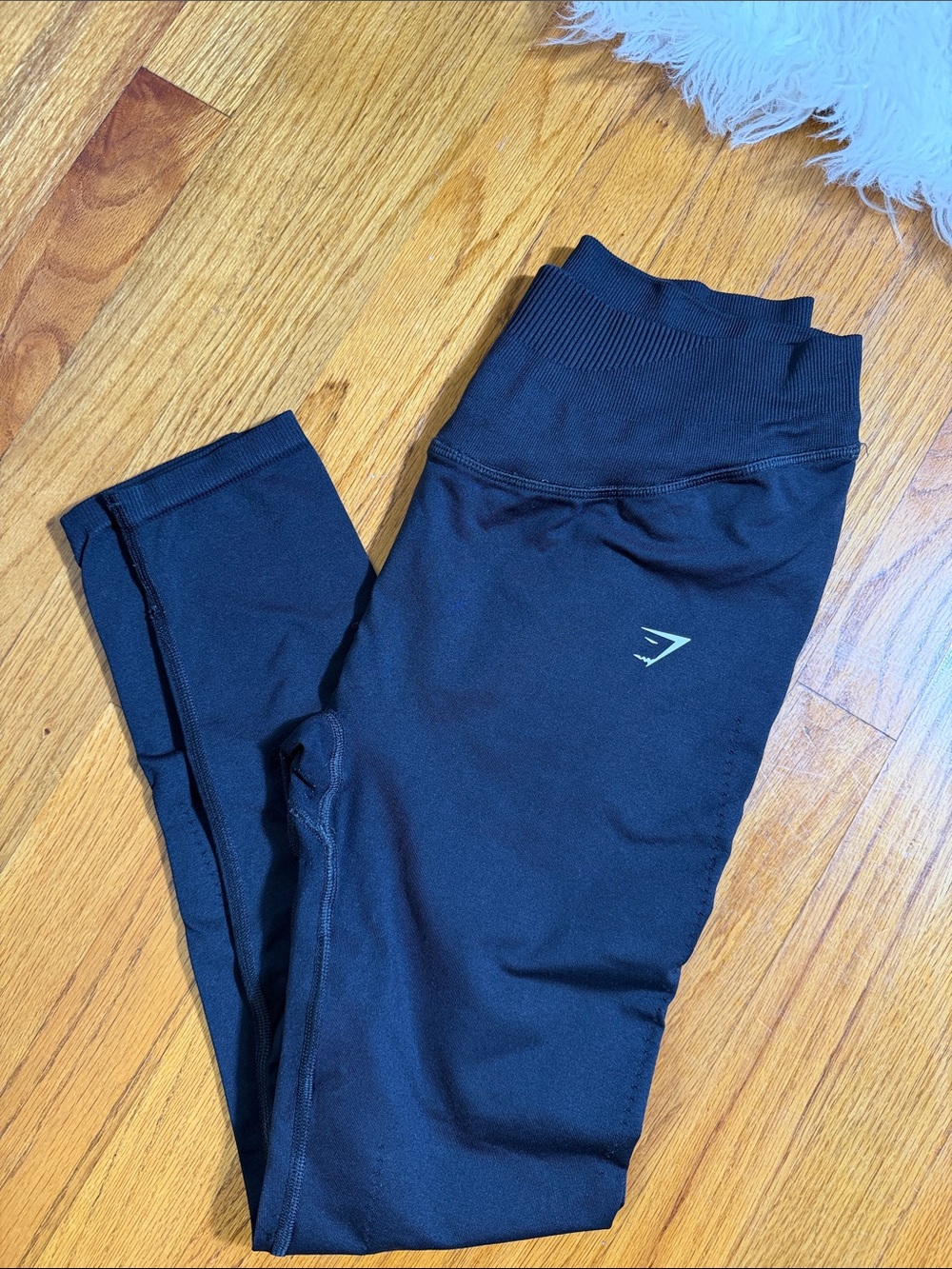 Gymshark Black High-Waist Performance Leggings with Reflective Logo